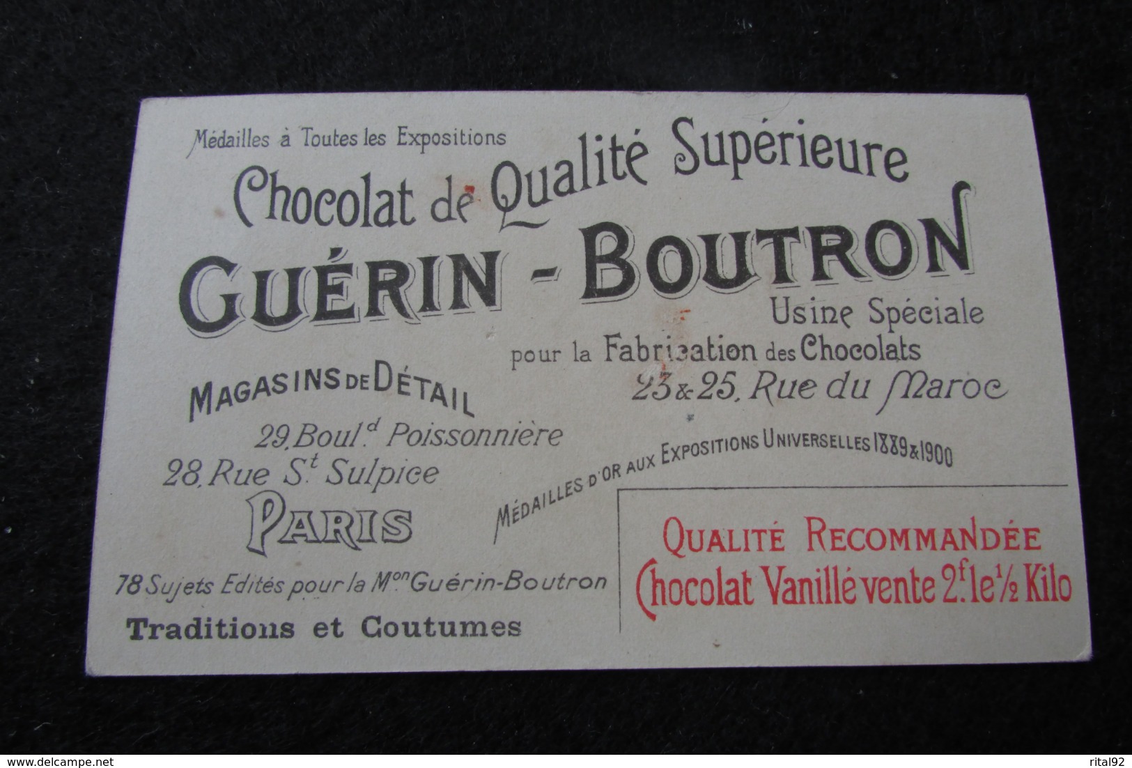 Chocolat GUERIN BOUTRON : Chromo Série "Traditions Et Coutumes" - Guerin Boutron