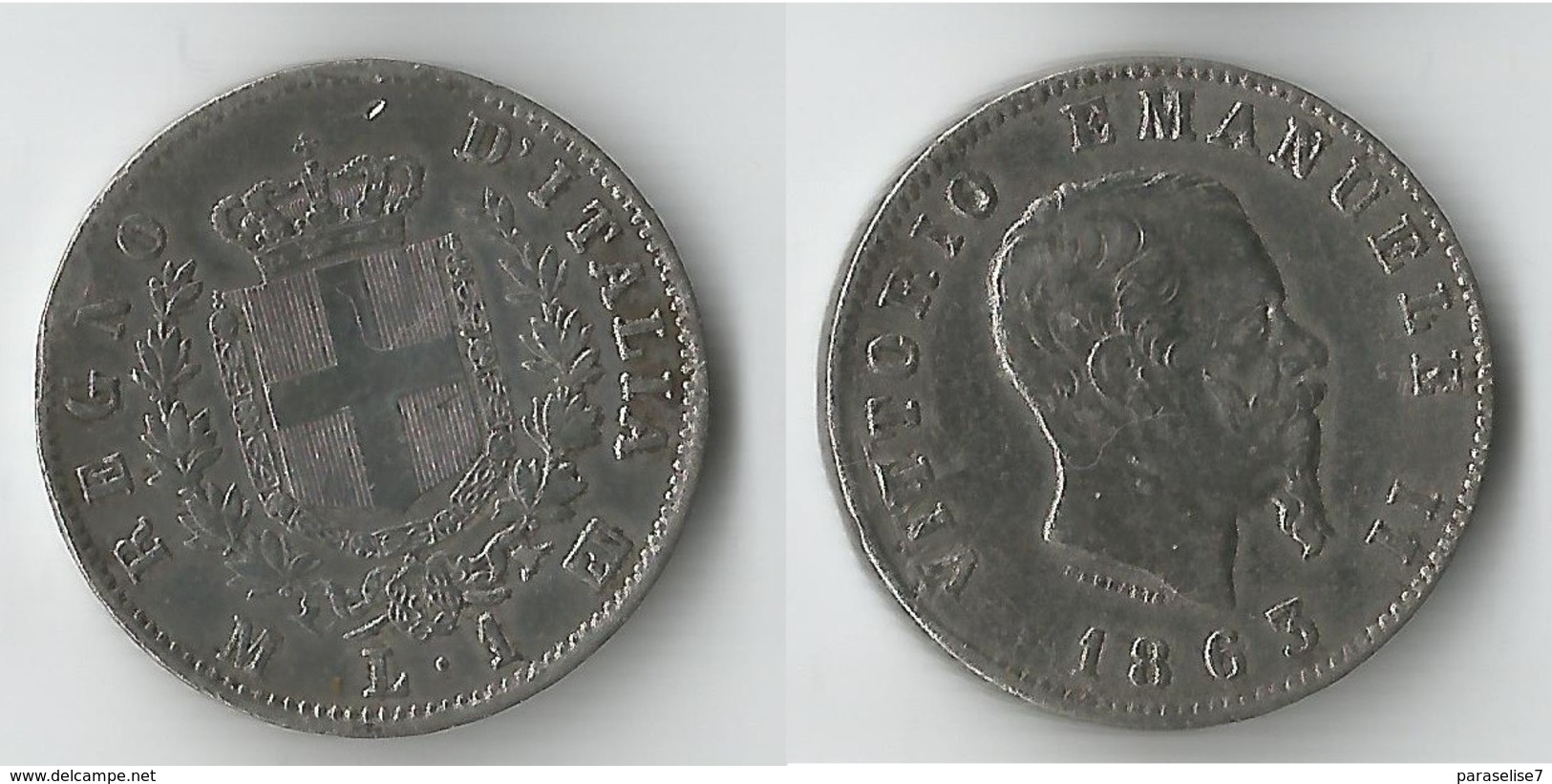 ITALIE 1 LIRE  1863   ARGENT - 1861-1878 : Victor Emmanuel II