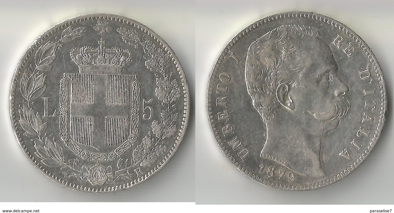 ITALIE  5 LIRE  1879   ARGENT - 1878-1900 : Umberto I