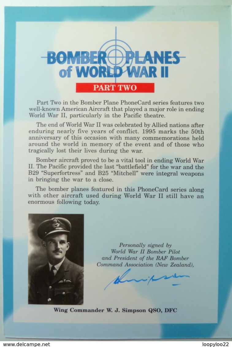 New Zealand - GPT Set Of 2 - Bomber Planes Of World War II Part Two - Signed - 1500 Ex - Collector Folder - Mint - New Zealand