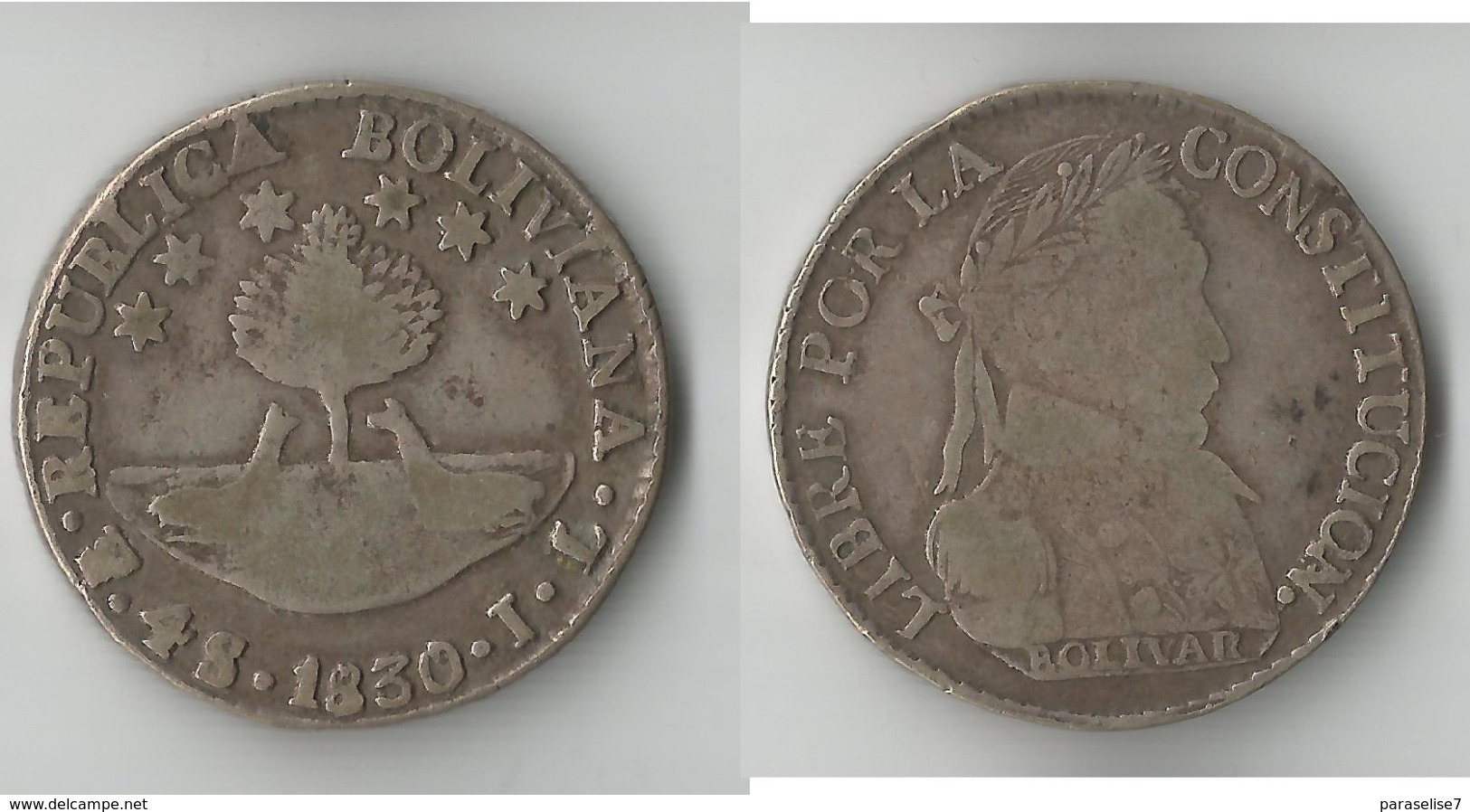 BOLIVIE  4  SOL  1830    ARGENT  RARE ! - Bolivia