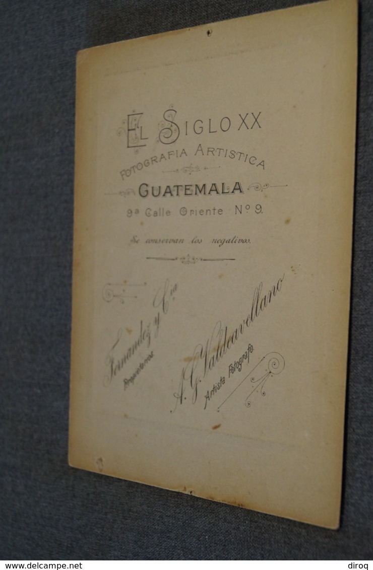 ancienne photo carton d'époque originale El Siglo XX , Guatemala , A.G.Valdeavellano,18,5 Cm. sur 13 Cm.