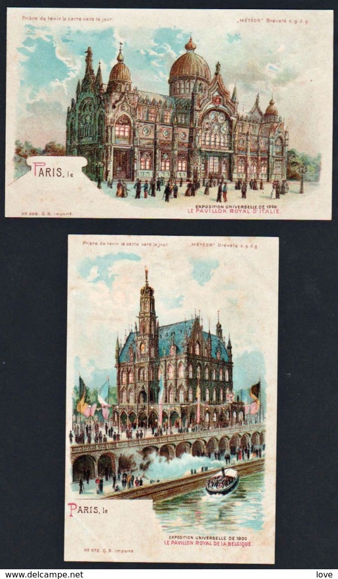 Cartes Transparentes: Magnifique Lot De 2 Cartes En Couleur, Paris Expo 1900 Dites Transparentes................... - Altri & Non Classificati