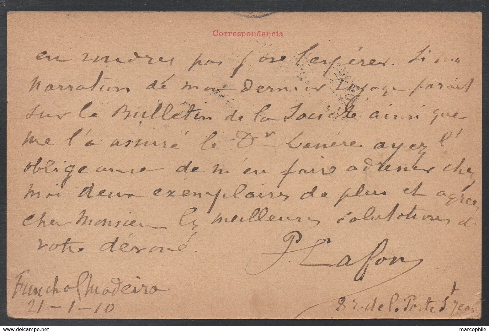 FUNCHAL - MADERE - MADEIRA - PORTUGAL / 1910 ENTIER POSTAL POUR BORDEAUX  (ref LE245) - Funchal