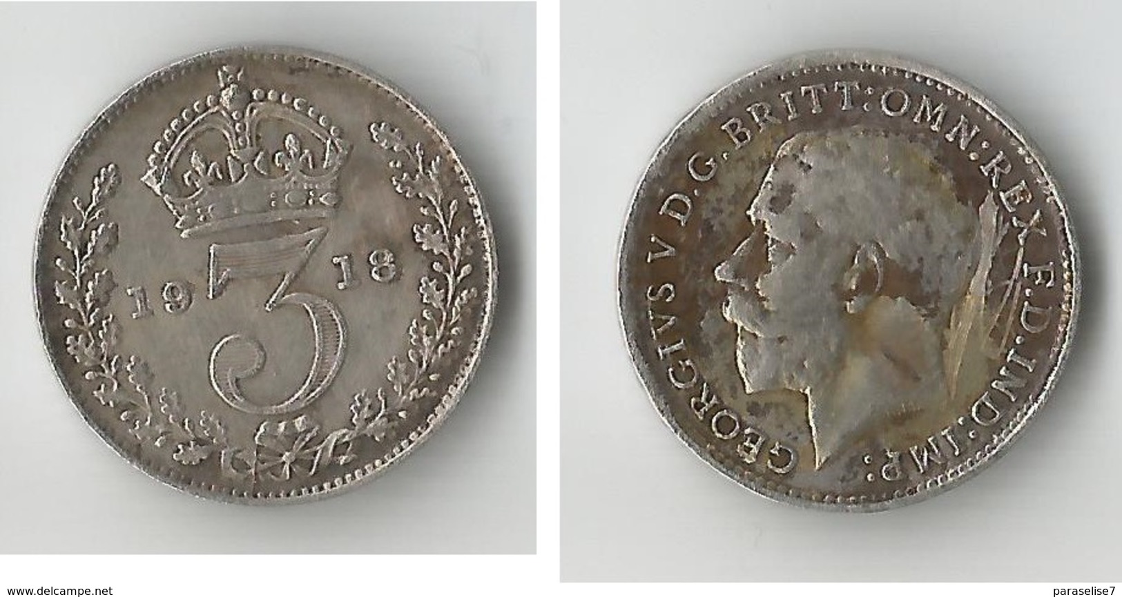 GRANDE BRETAGNE  3 PENCE  1918    ARGENT - F. 3 Pence