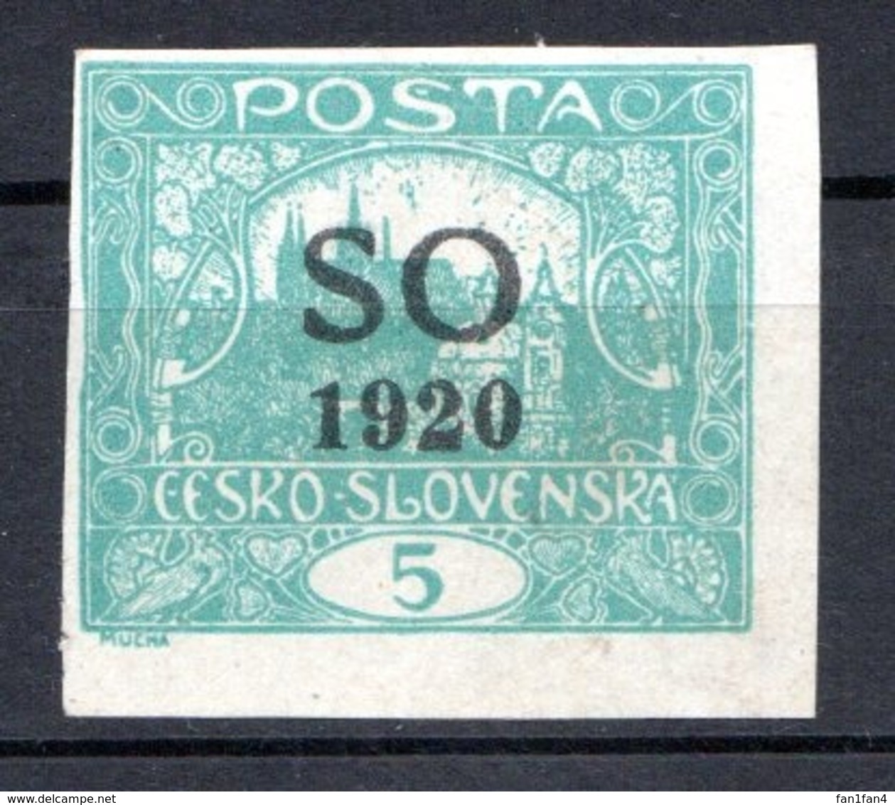 POLOGNE (SILESIE ORIENTALE) - 1920 -  N° 2A - 5 H. Vert-bleu - (Timbre De Tchécoslovaquie) - Silesia