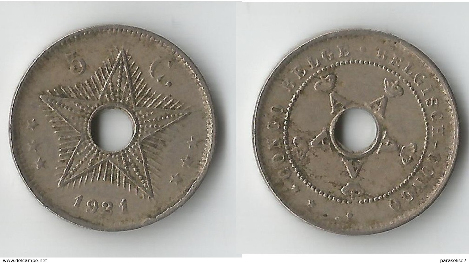 CONGO BELGE  5 CENT  1921 - 1910-1934: Albert I