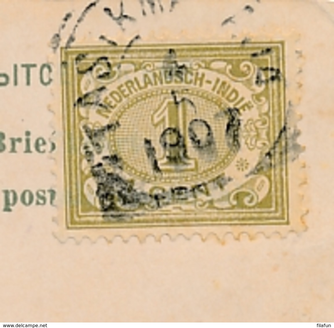 Nederlands Indië - 1907 - 1 Cent Cijfer Op Verjaardagskaart Lokaal Gebruikt VK TASIKMALAJA - Indes Néerlandaises