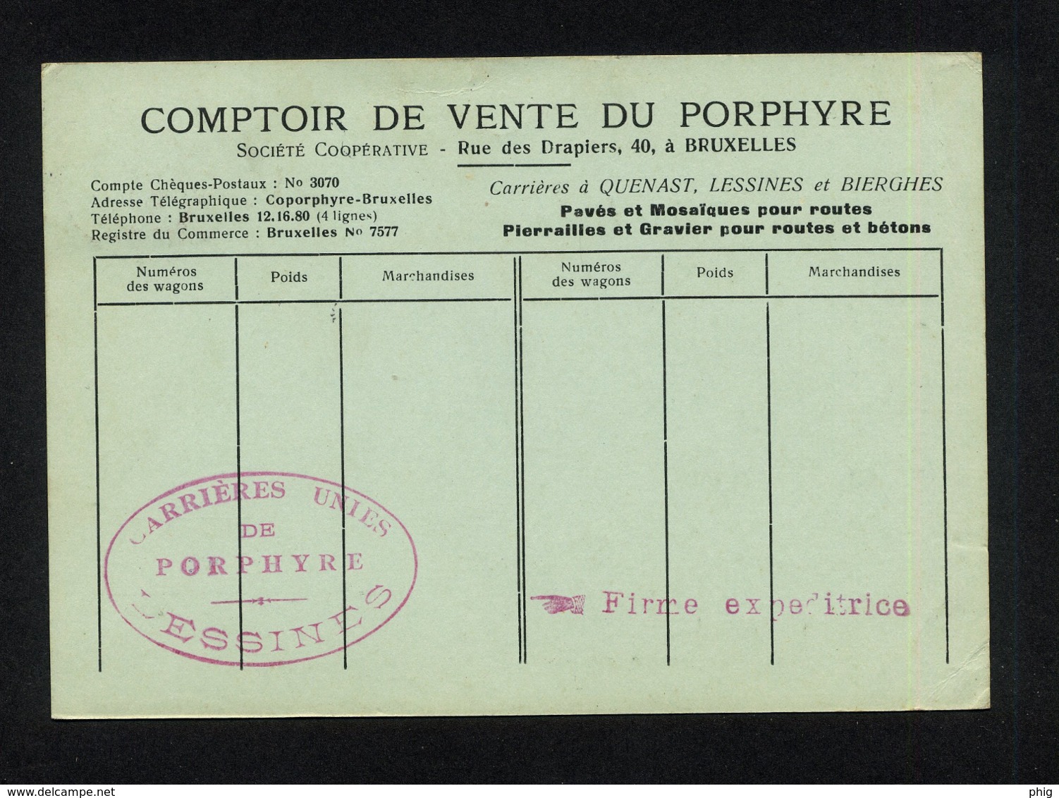 " CARTE POSTALE COMMERCIALE POUR EXPEDITION DE LESSINES (BELGIQUE) VERS ROSIERES (FRANCE) " CACHET POSTAL 14/09/1932 - Autres & Non Classés