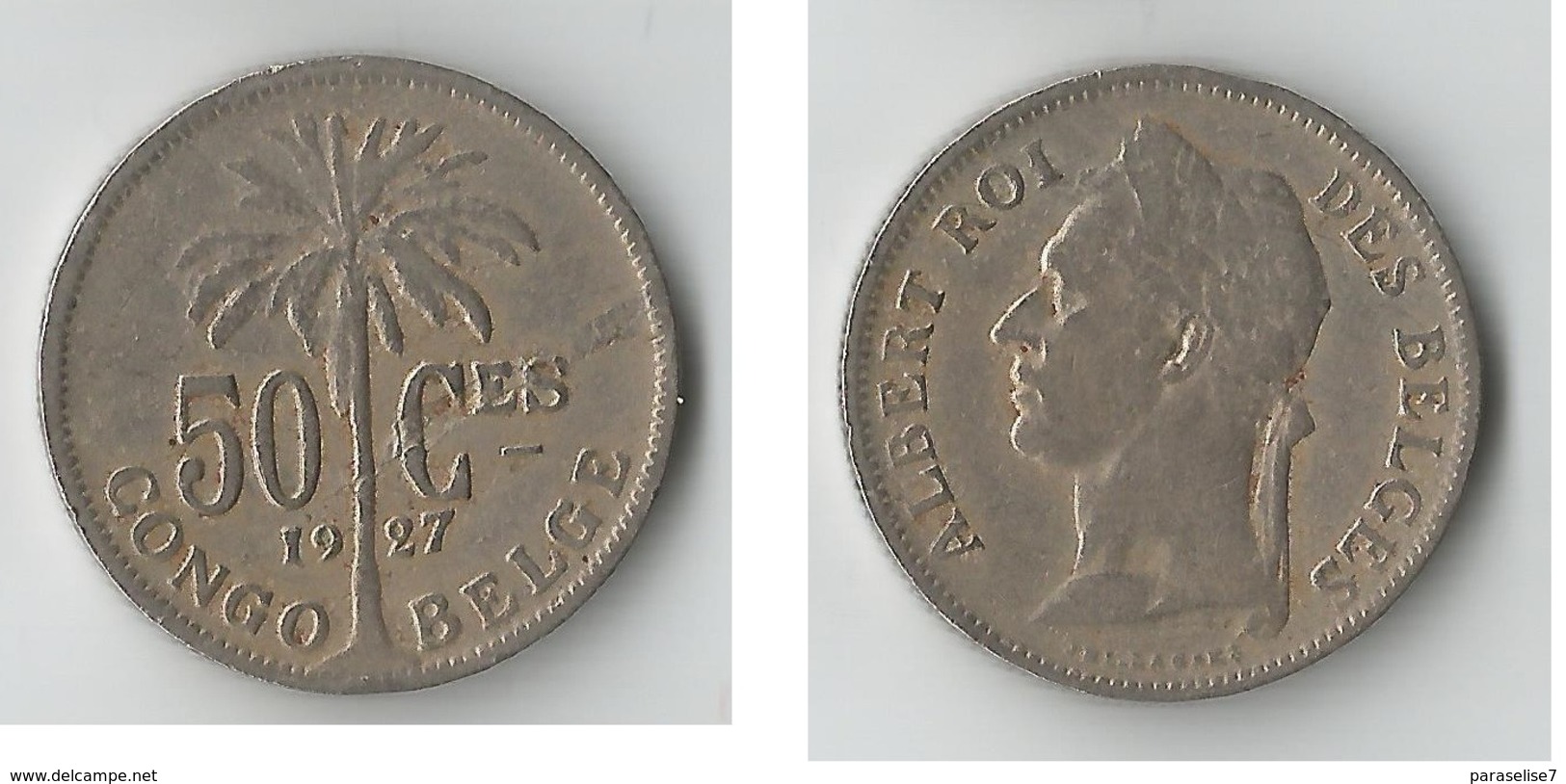 CONGO BELGE  50 CENTIMES  1927 - 1910-1934: Albert I