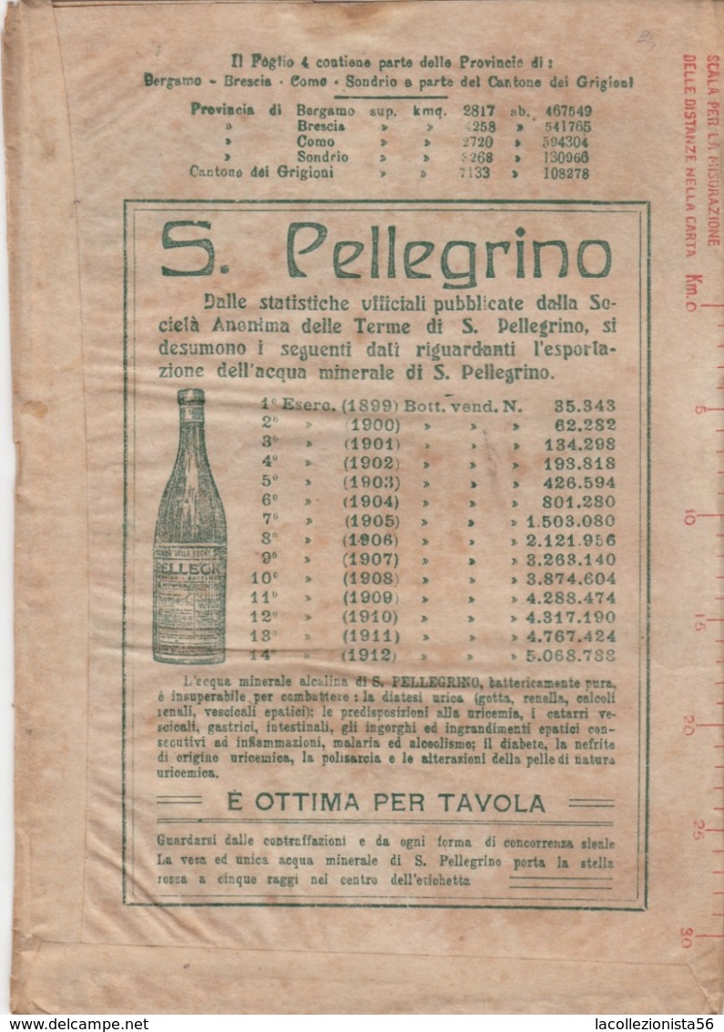 9495-CARTA D'ITALIA DEL TOURING CLUB ITALIANO-BERGAMO-1934 - Carte Geographique