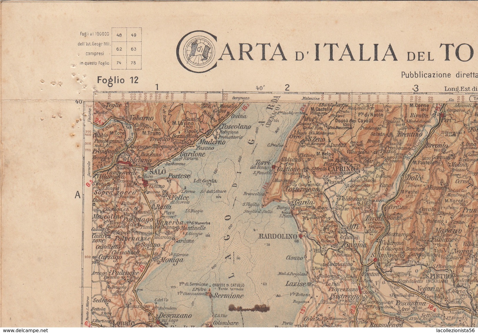 9498-CARTA D'ITALIA DEL TOURING CLUB ITALIANO-VERONA-1934 - Carte Geographique