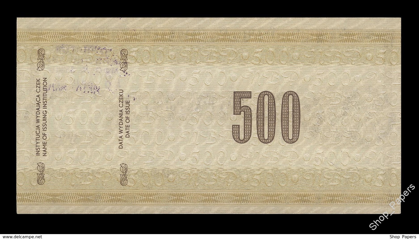 POLAND 500 Zł Traveler's Cheque 1990 Russian Text UNC - Poland