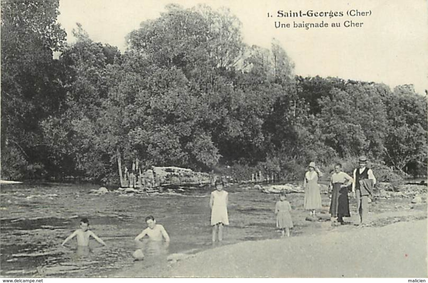 - Cher -ref-385- Saint Georges - St Georges  - Une Baignade Au Cher - Baigneurs - Carte Bon Etat - - Autres & Non Classés