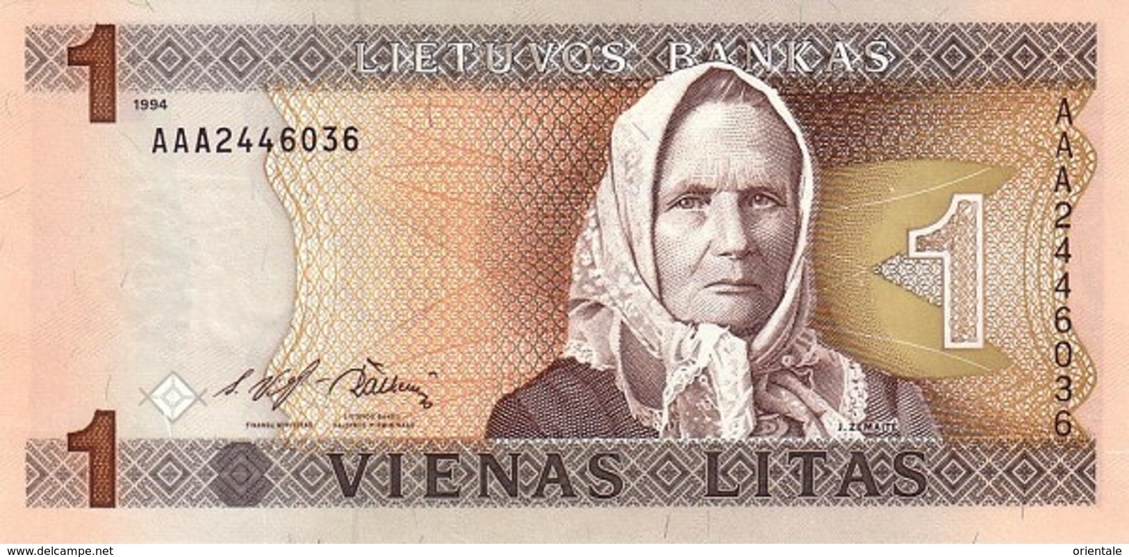 LITHUANIA P. 53a 1 L 1994 UNC - Litouwen