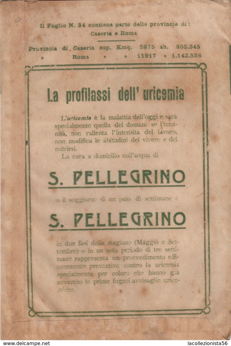 9502-CARTA D'ITALIA DEL TOURING CLUB ITALIANO-FROSINONE-1934 - Carte Geographique