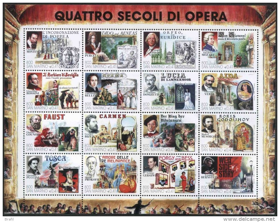 1999 San Marino, Quattro Secoli Di Opera, Compositori Verdi , Serie Completa Nuova (**) AL FACCIALE - Blocks & Sheetlets