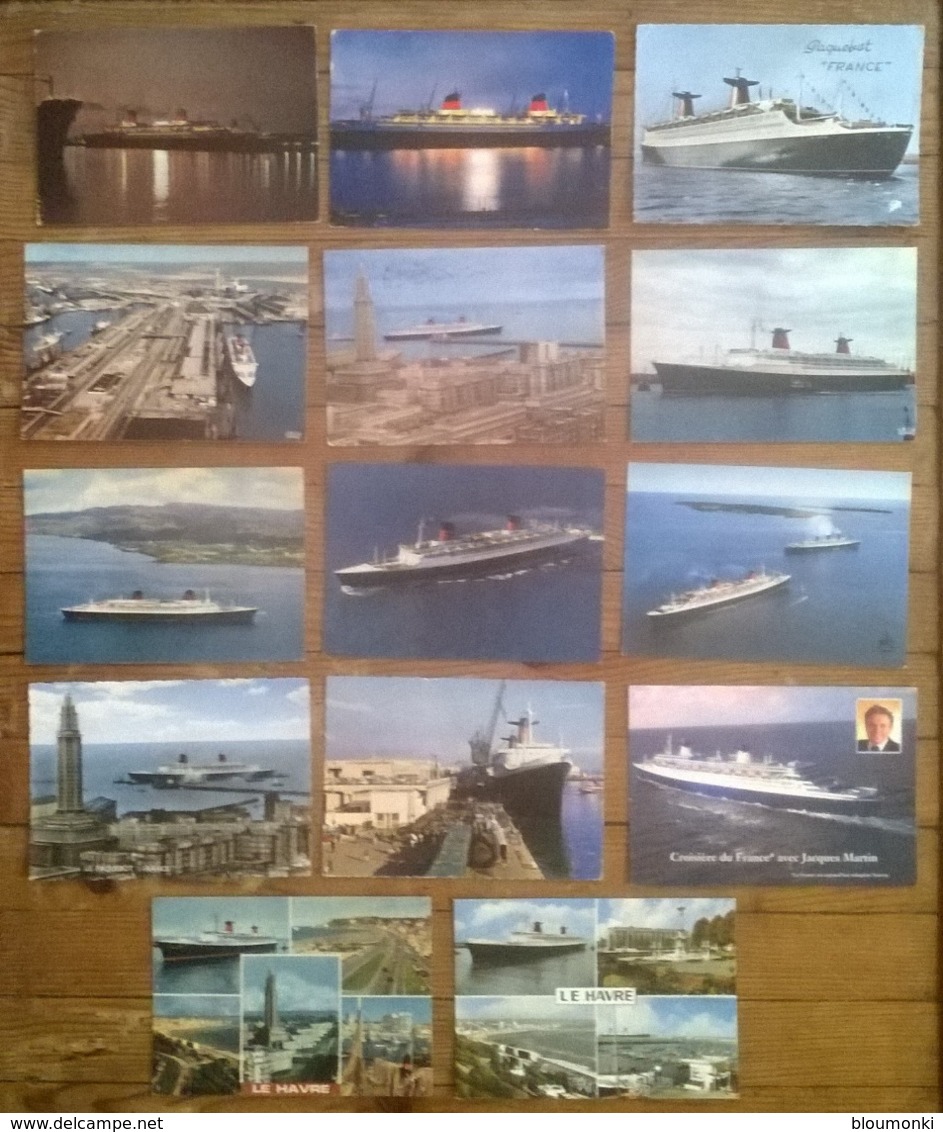 Lot De 14 Cartes Postales / Paquebot FRANCE / Le HAVRE / Compagnie Générale Transatlantique - Fähren