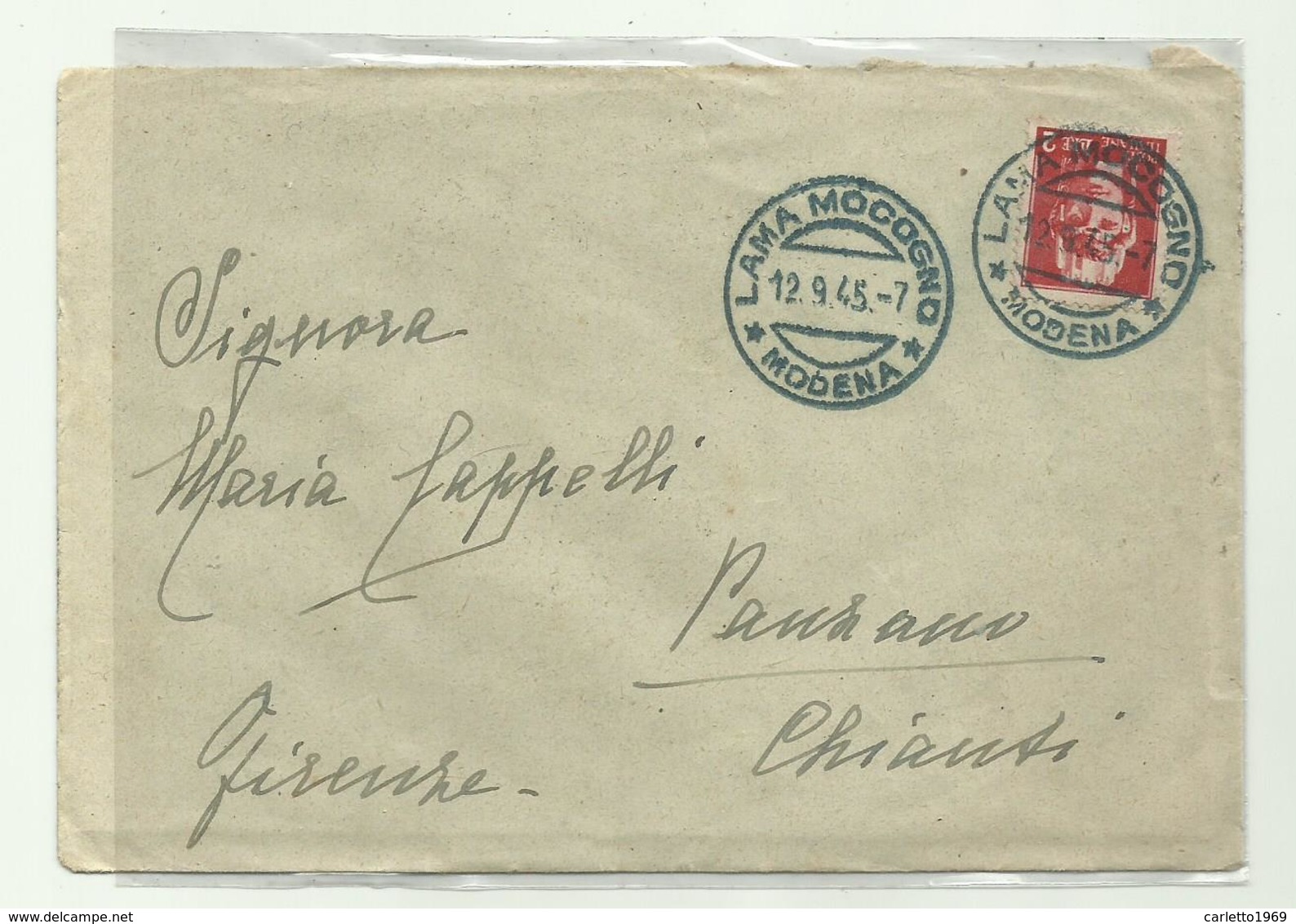 FRANCOBOLLO LIRE 2 IMPERIALE SU BUSTA 1945 - Poststempel
