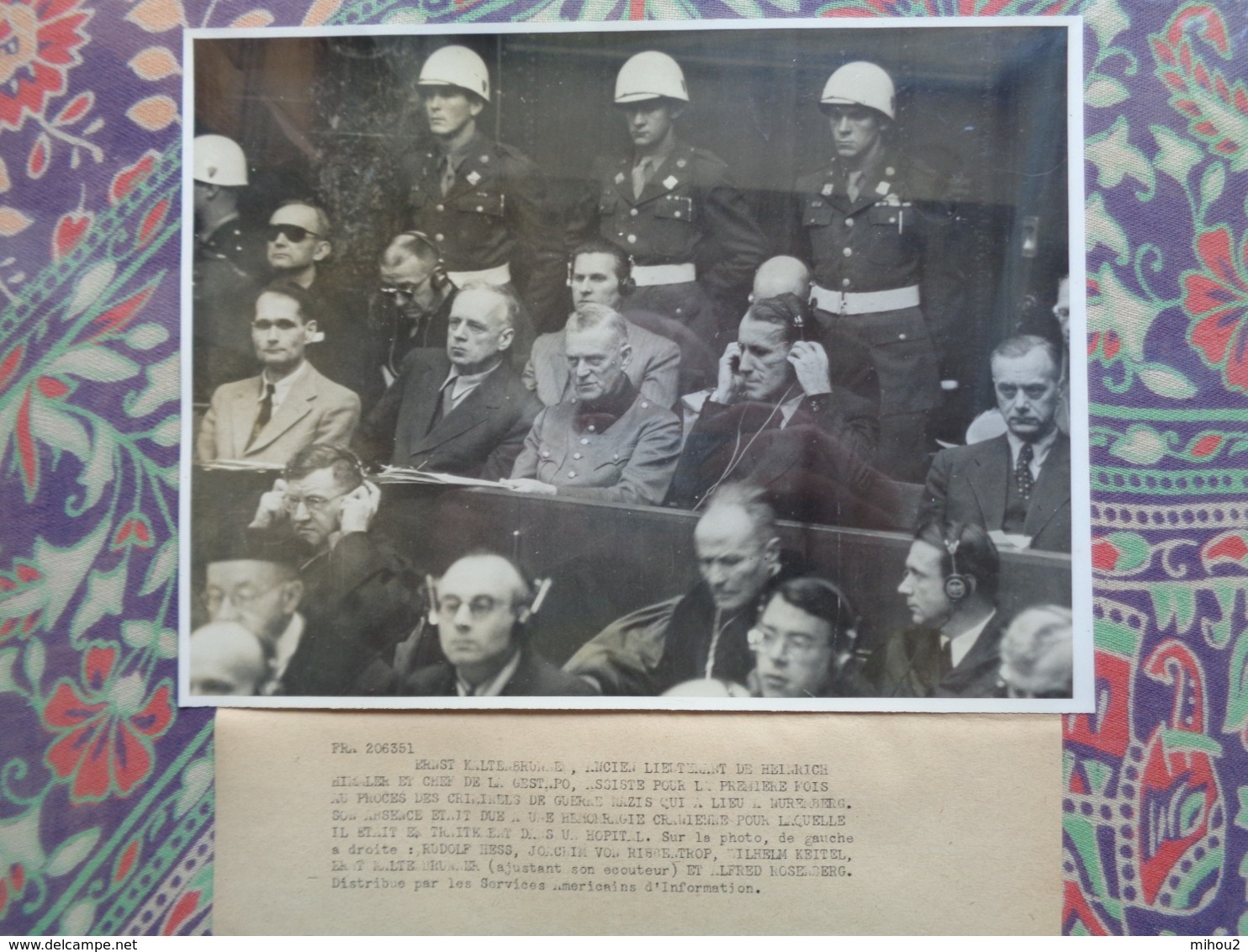 PROCES DE NUREMBERG E. KALTENBRUNNER R. HESS VON RIBENTROP W. KEITEL 18 X 23 Cm GUERRE NAZISME 1945 - Guerre, Militaire