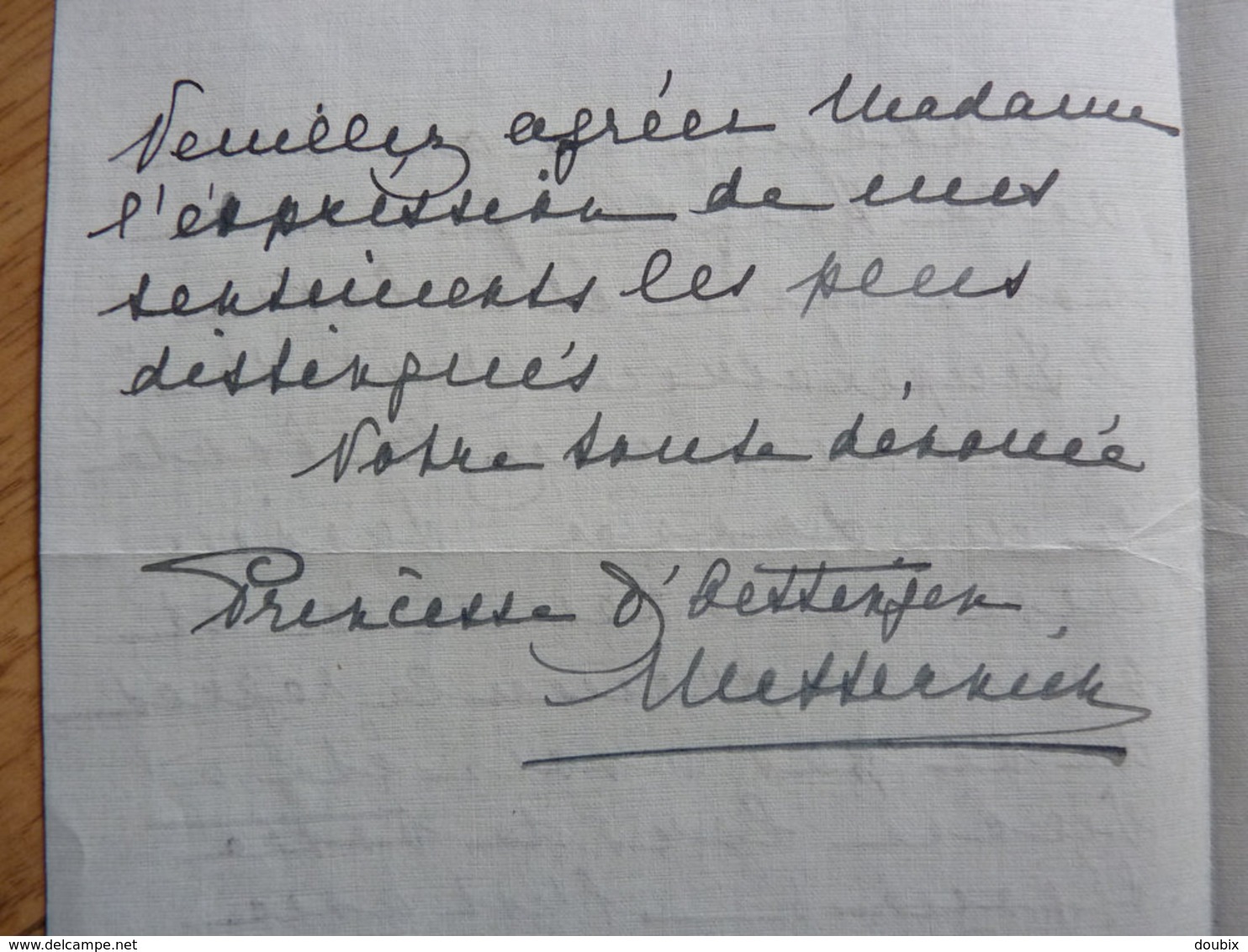 PRINCESSE Sophie METTERNICH OETTINGEN (1857-1941) Petite Fille PRINCE KLEMENS Von METTERNICH - Autographe - Otros & Sin Clasificación