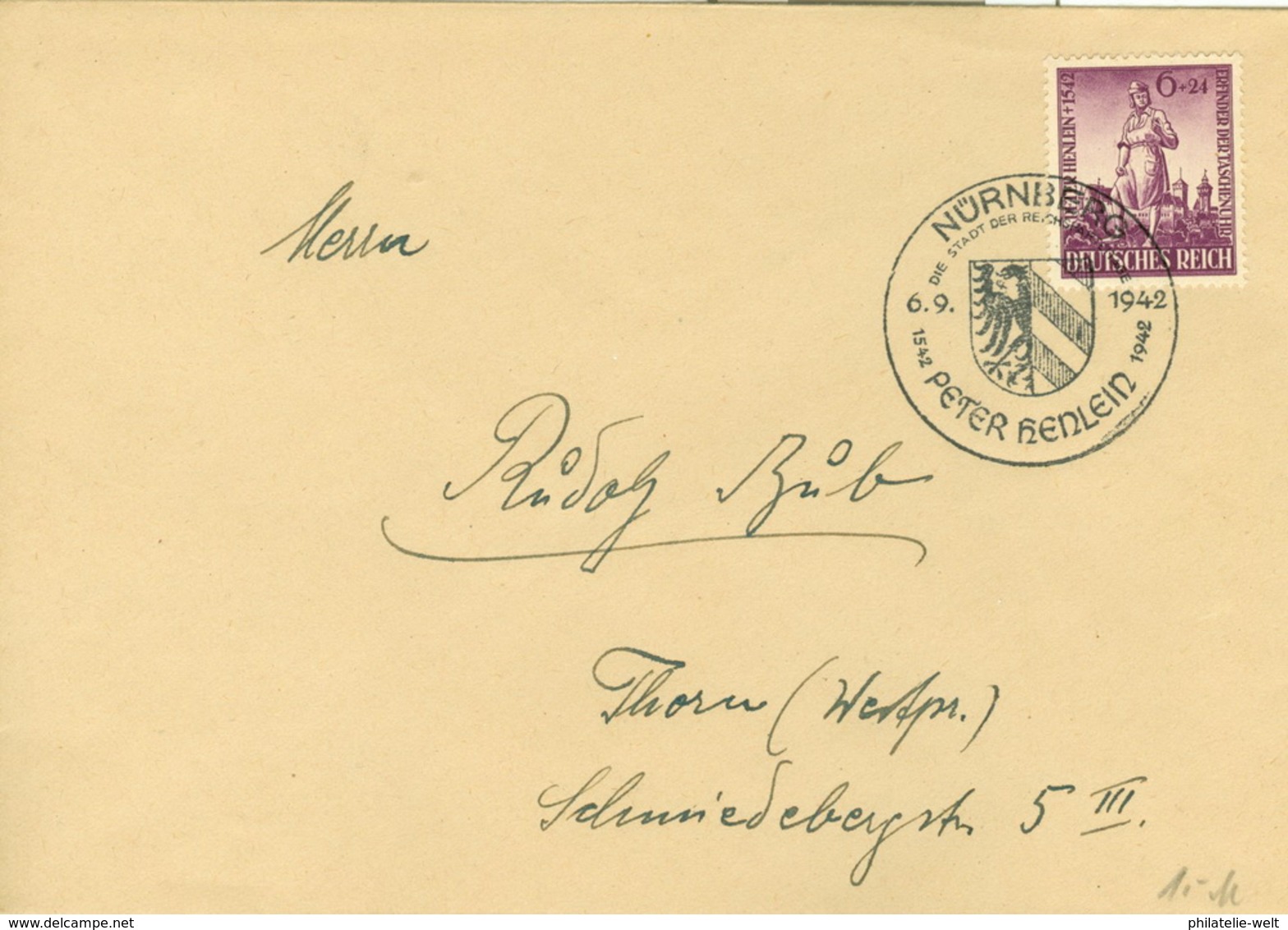 Deutsches Reich 819 Auf Brief Sondertstempel Nürnberg - Maschinenstempel (EMA)