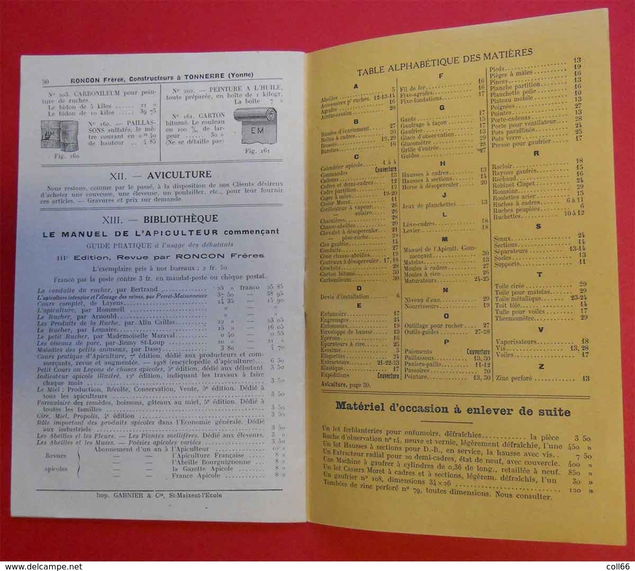 1930 Catalogue Roncon Frères Tonnerre Illustré Bee Honey Hive Catalog Bienenhonig Katalog Imp Garnier St Maixent - Publicités