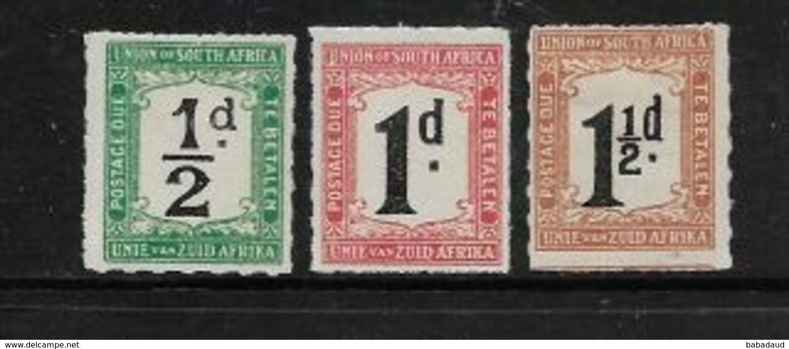 South Africa, Postage Due, -1922, 1/2d , 1d, 1 1/2d, Rouletted,, MH *, - Postage Due