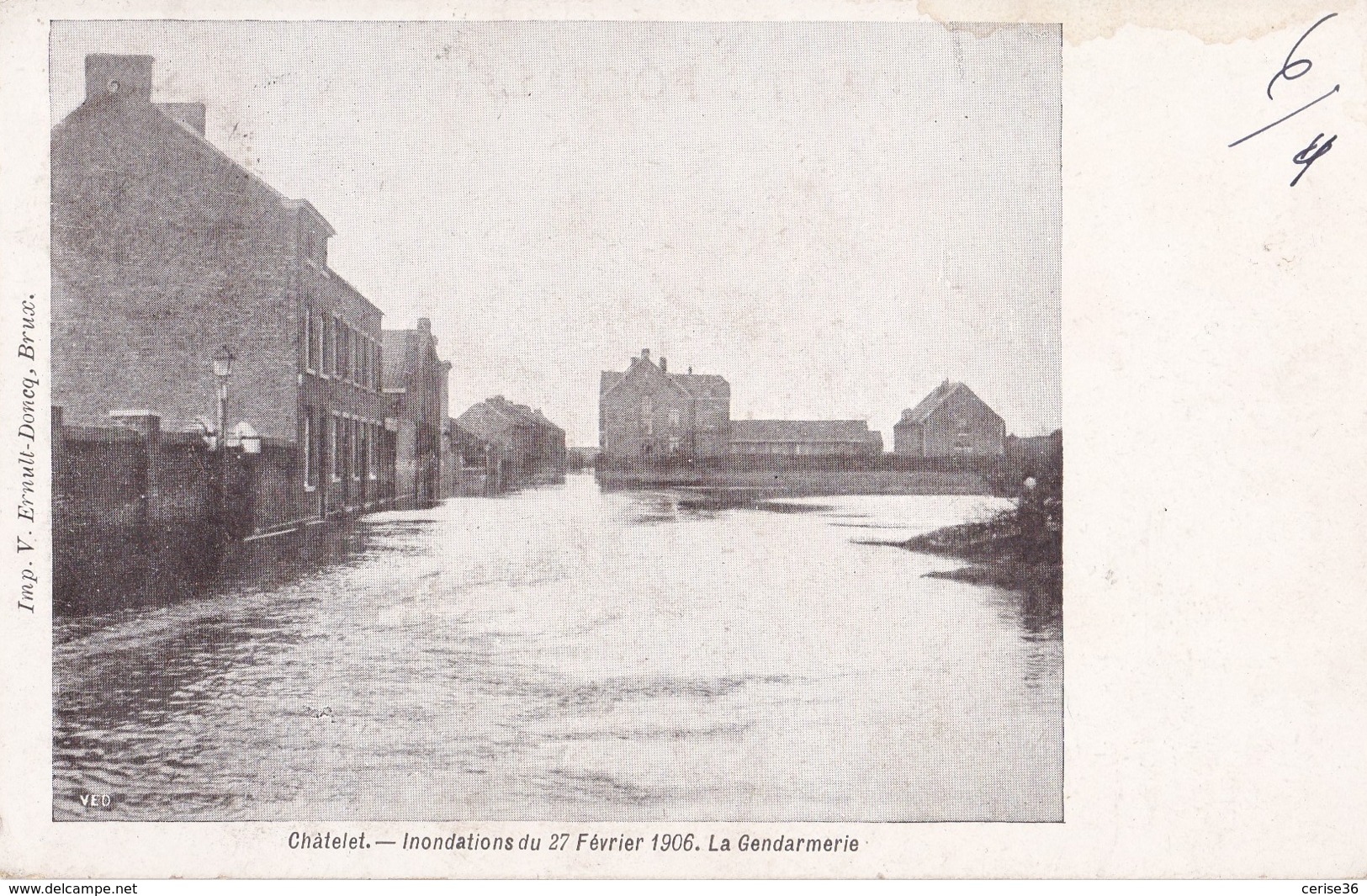 Châtelet Innondations Du 27 Février 1906 La Gendarmerie Circulée En 1906 - Châtelet