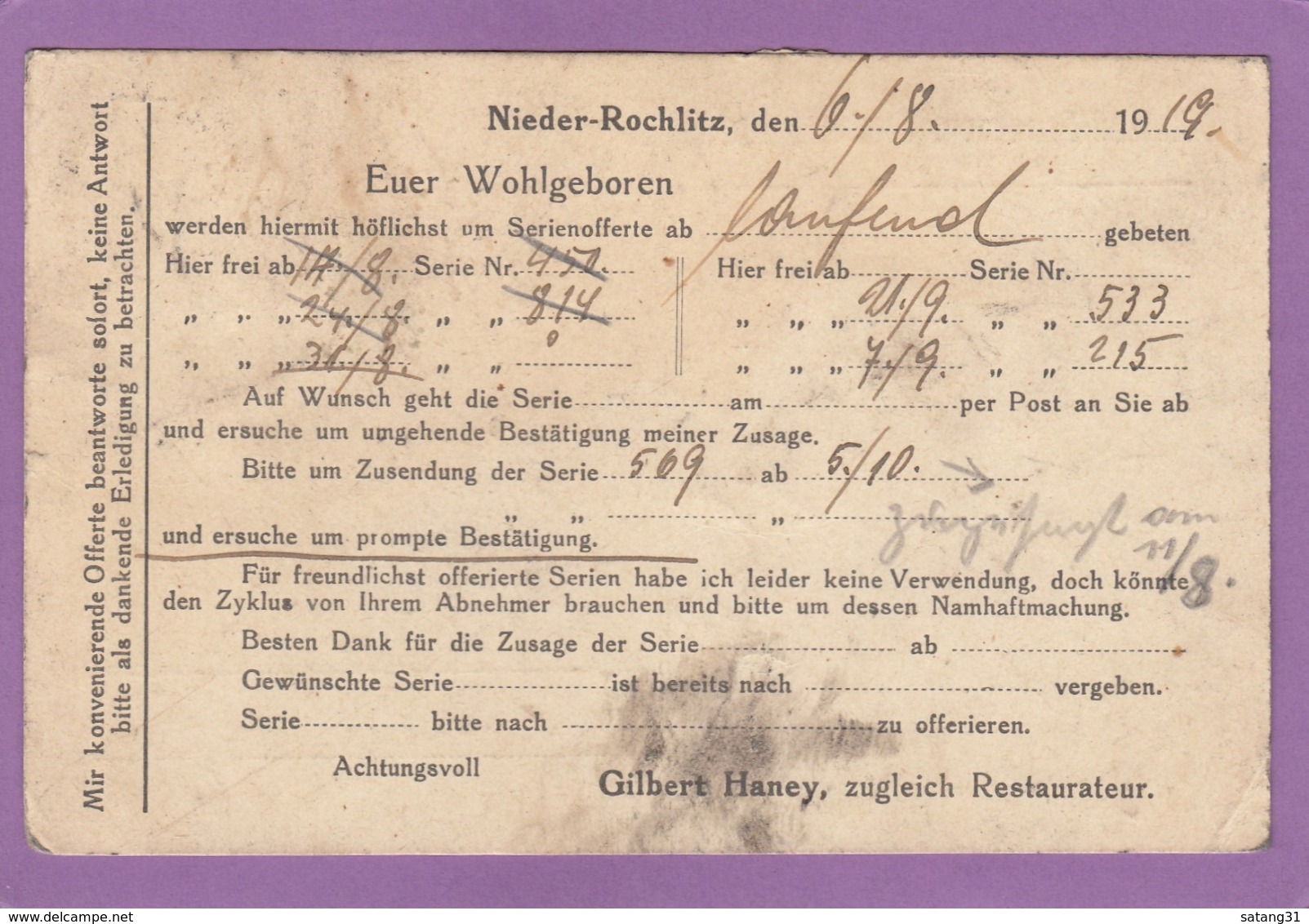 POSTKARTE VON NIEDER-ROCHLITZ IN SEHR SCHLECHTEN ZUSTAND. - Covers & Documents