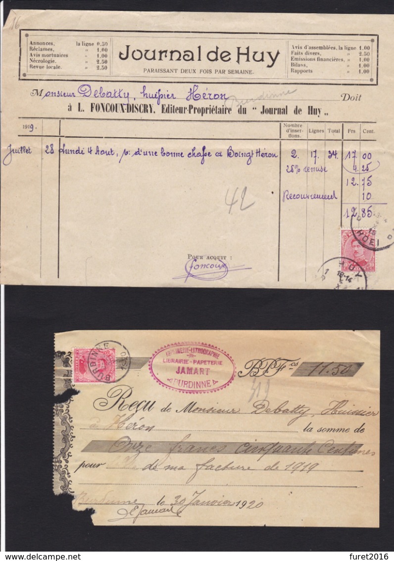 ALBERT Et HOUYOUX   LOT : Reçus Et Quittances : 10 Documents - 1915-1920 Albert I