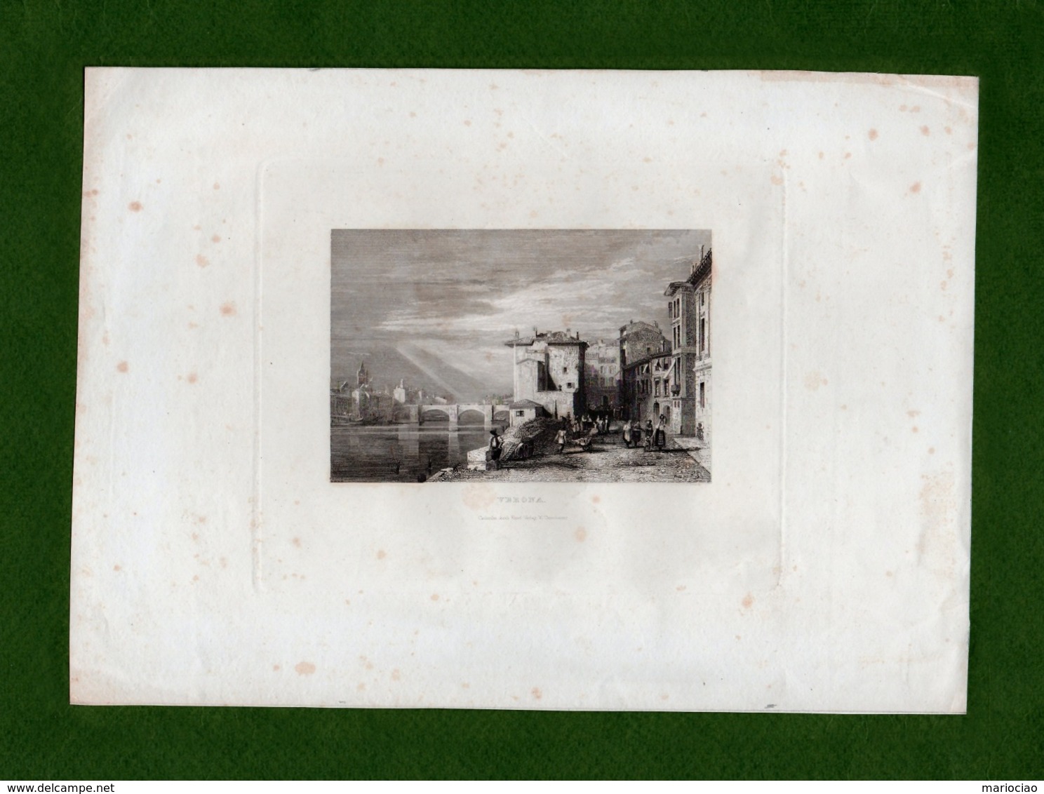 ST-IT VERONA Ponte Pietra 1833 Inc. Acciaio Sir Augustus Wall Callcott - Prints & Engravings