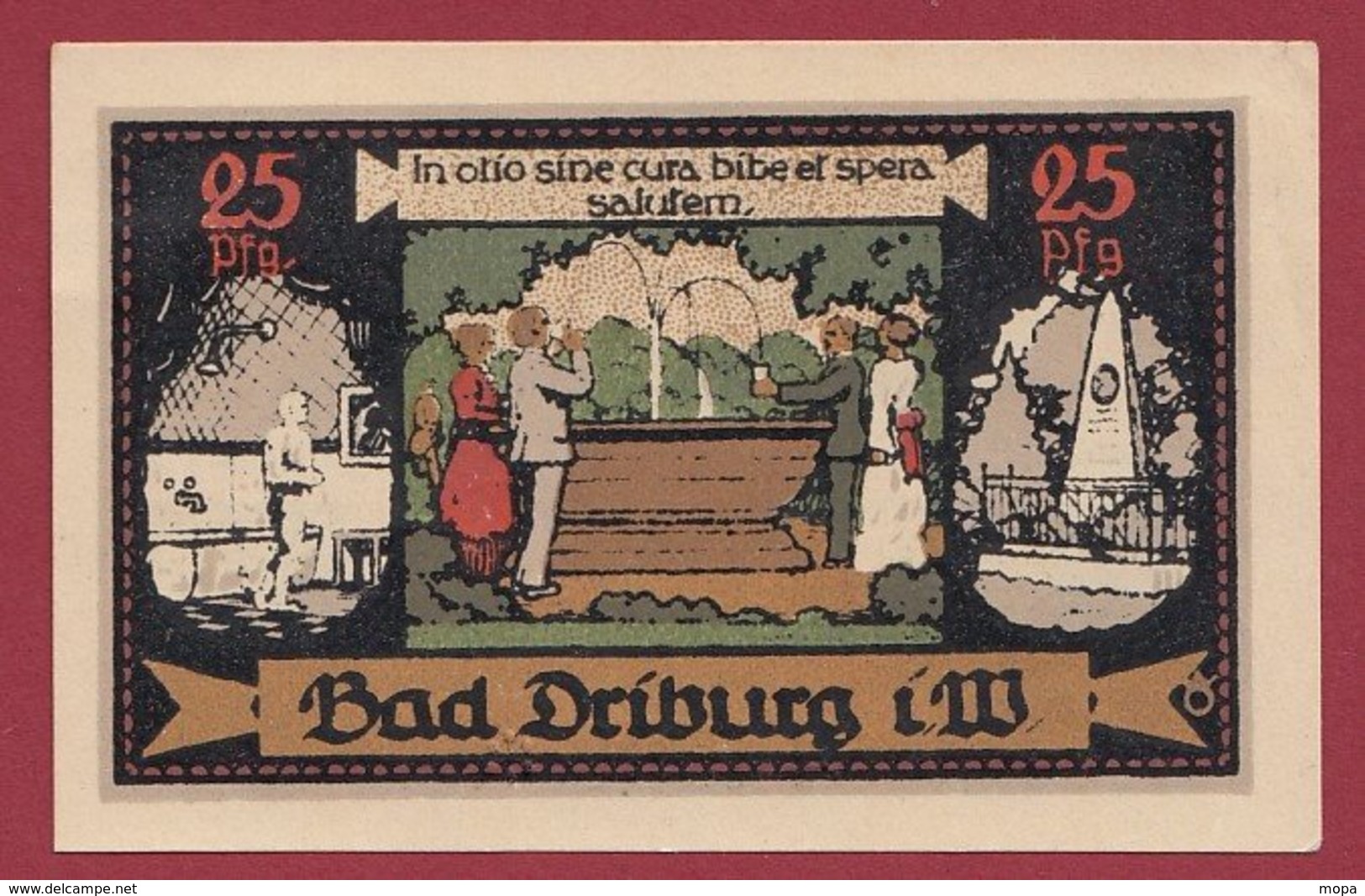 Allemagne 1 Notgeld De 25 Pfenning Stadt Driburg  (RARE)  Dans  état N °4714 - Collections