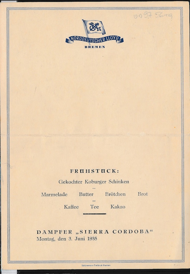 LLOYD-Dampfer Historisches Dokument     (oo9756  ) Siehe Scan - Briefe U. Dokumente