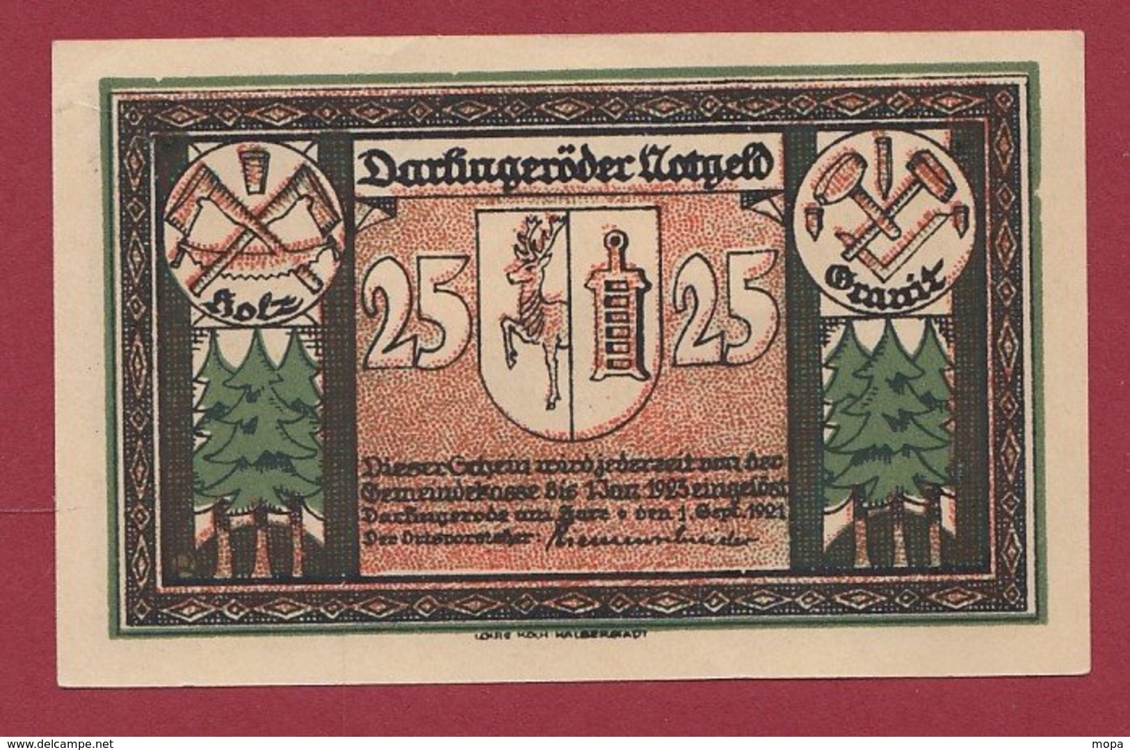 Allemagne 1 Notgeld De 25 Pfenning Stadt Darlingerode (RARE) Dans L 'état N °4723 (SERIE COMPLETE) - Collections