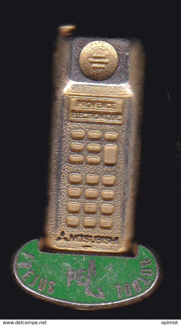 59914-  Pin's..provence Electronic.mitsubishi.frejus.toulon..telephonne. Communication.doré Or Fin. - Telecom Francesi