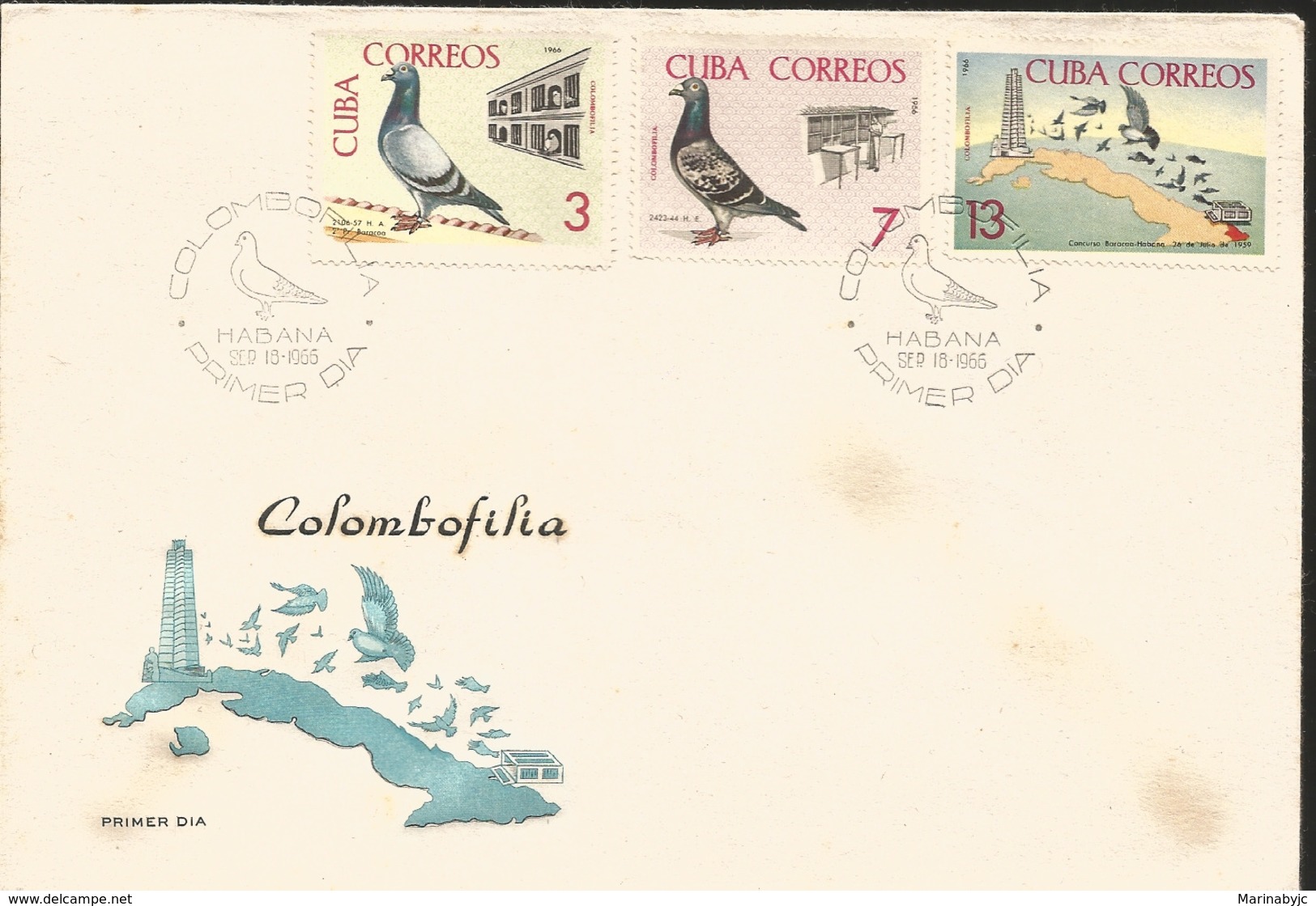 V) 1966 CARIBBEAN, BREEDING MESSENGER PIGEONS, COOPS, BREEDER TENDING COOPS, BARACOA TO HAVANA CHAMPIONSHIP FLIGHT, WITH - Covers & Documents