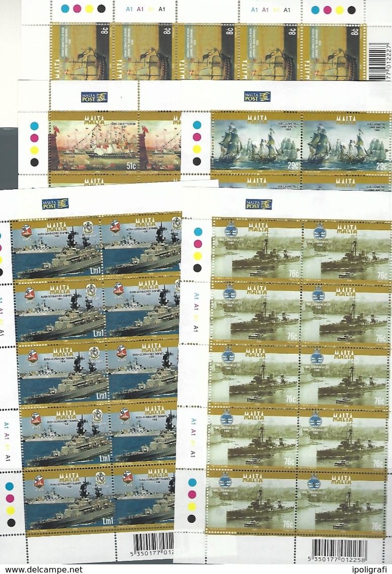 Malta - 2006 Historical Ships 5 Full Sheetlets Of 10 MNH - Malta