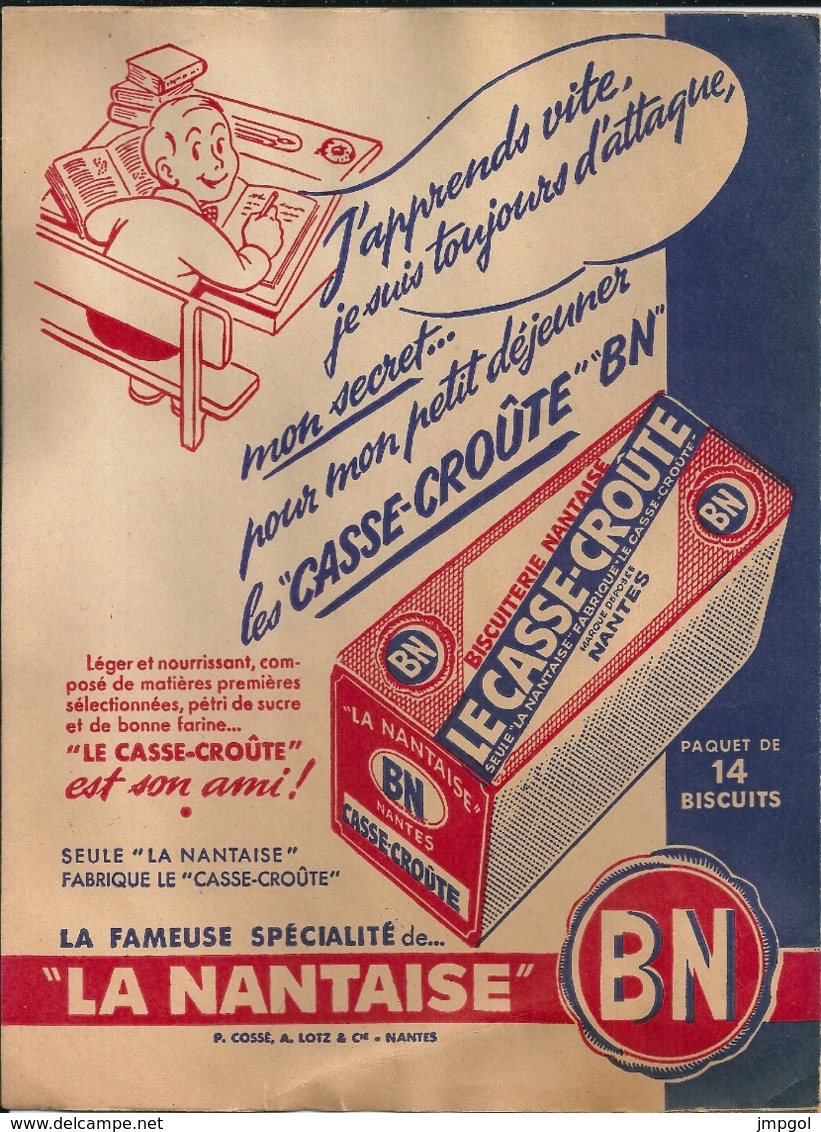 Protège Cahier Publicitaire "La Nantaise" Choco Cas'croûte BN - Other & Unclassified