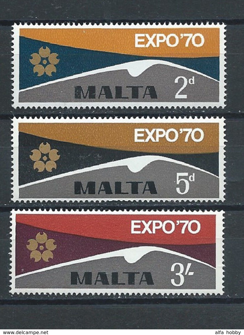 Malta 1970 Expo World Fair Osaka 3 V Stamps - 1970 – Osaka (Japan)