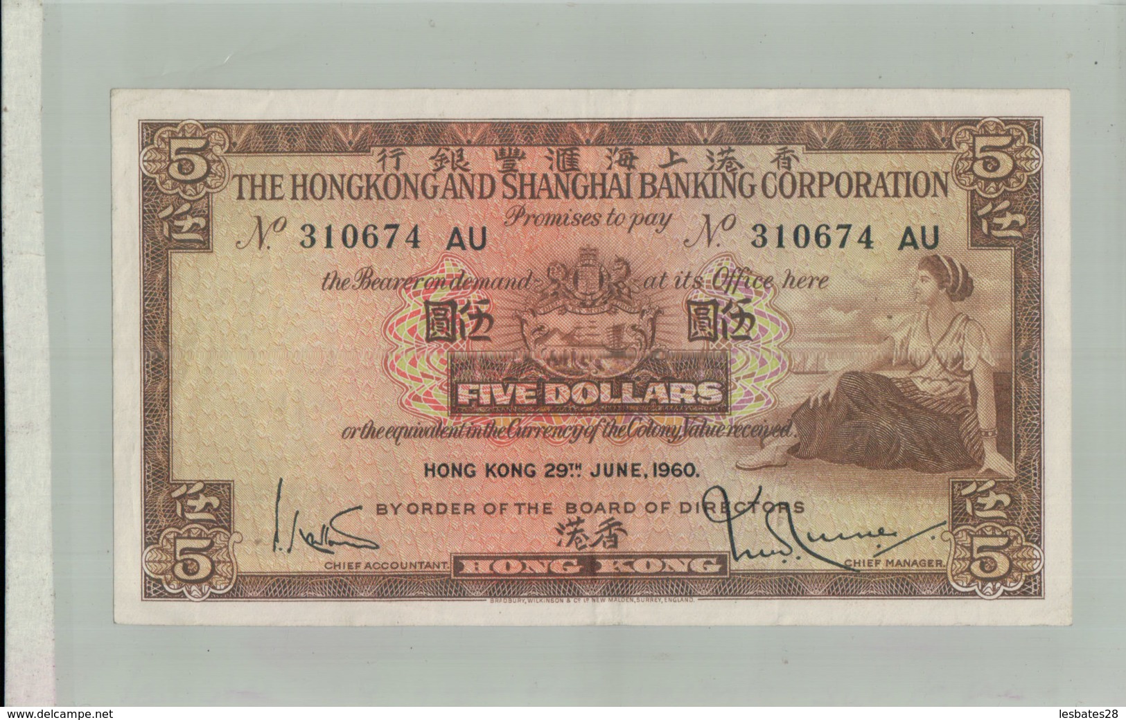 BILLET DE BANQUE THE HONGKONG & SHANGHAI BANKING CORPORATION  5 Dollars 1st APRIL 1941 -sept  2019  Alb Bil - Hong Kong