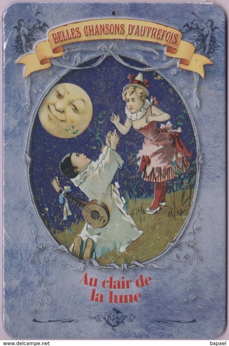 Repro D’Affiches Publicitaires Vintage Sur Métal Émaillé (Effet Bombé) - Chansons Autrefois ''Au Clair De La Lune'' - Emailschilder (ab 1960)