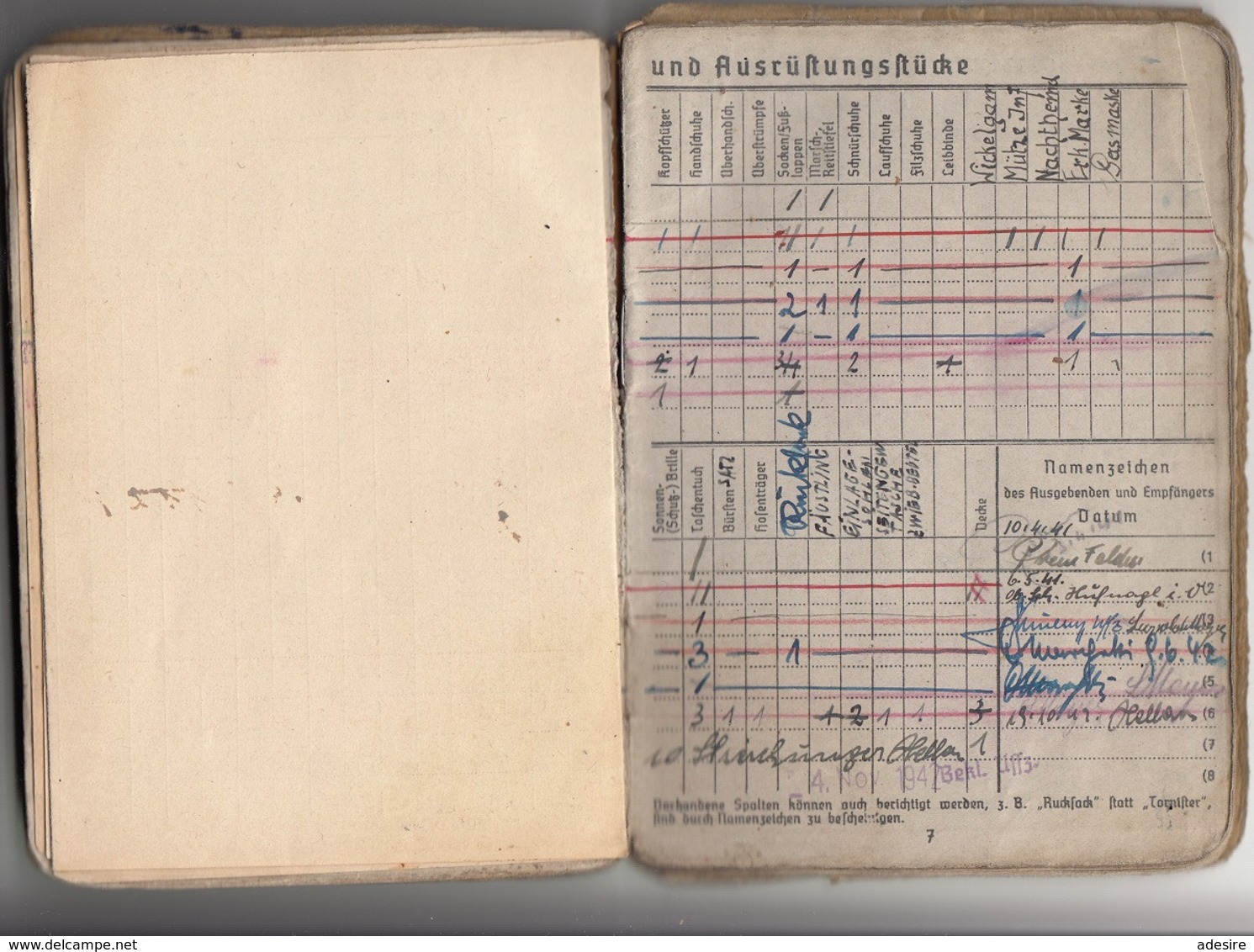 RRR! SOLDBUCH zgl. PERSONALAUSWEIS eines OBERSCHÜTZTEN 1942 GEFREITER ab 1944 des 7 Inf.Ersatz Bat. II, 24 Seiten mit ..