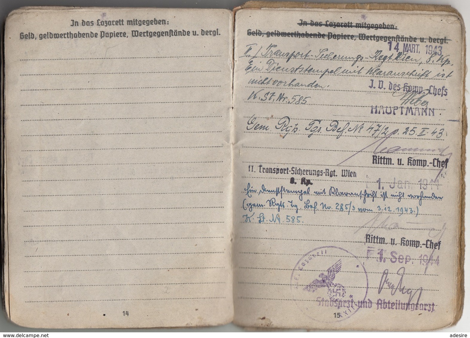RRR! SOLDBUCH zgl. PERSONALAUSWEIS eines OBERSCHÜTZTEN 1942 GEFREITER ab 1944 des 7 Inf.Ersatz Bat. II, 24 Seiten mit ..