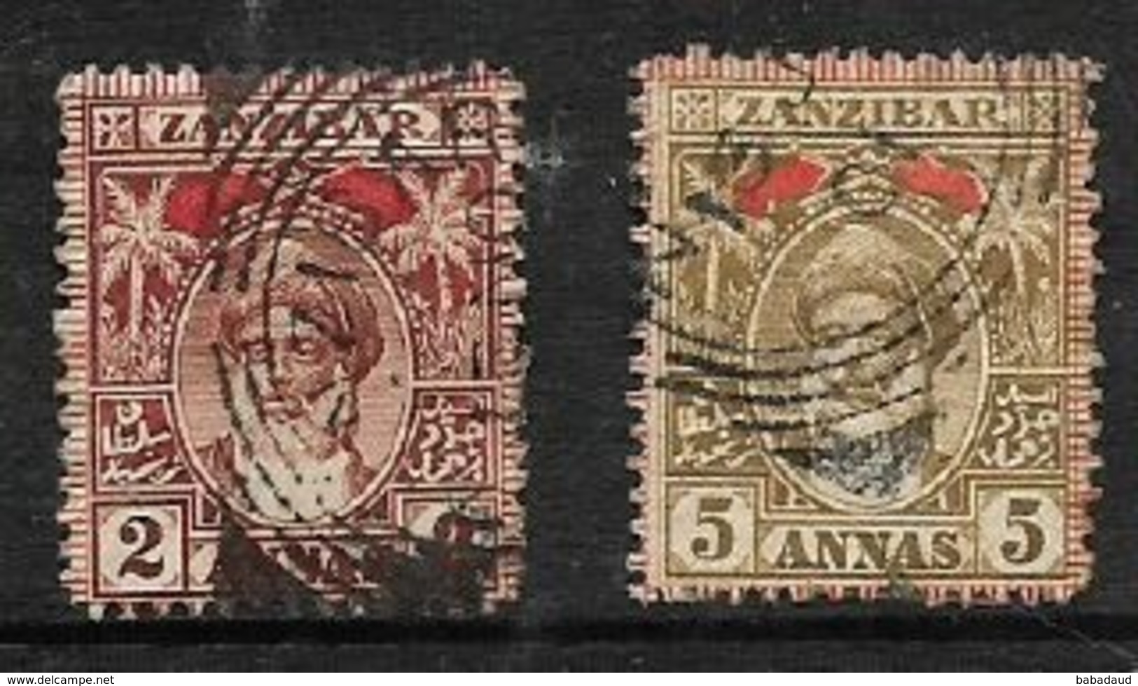 Zanzibar, 1899, 2 Annas, 5 Annas, Used - Zanzibar (...-1963)