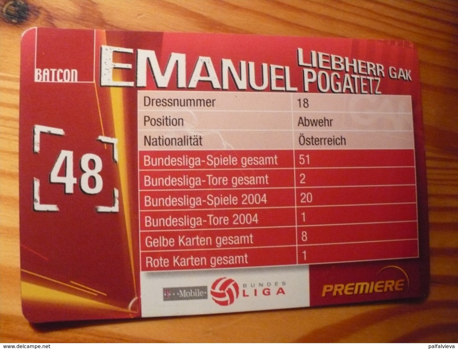 Bundesliga Football Card Germany 48 - Lenticular 3D - Altri & Non Classificati
