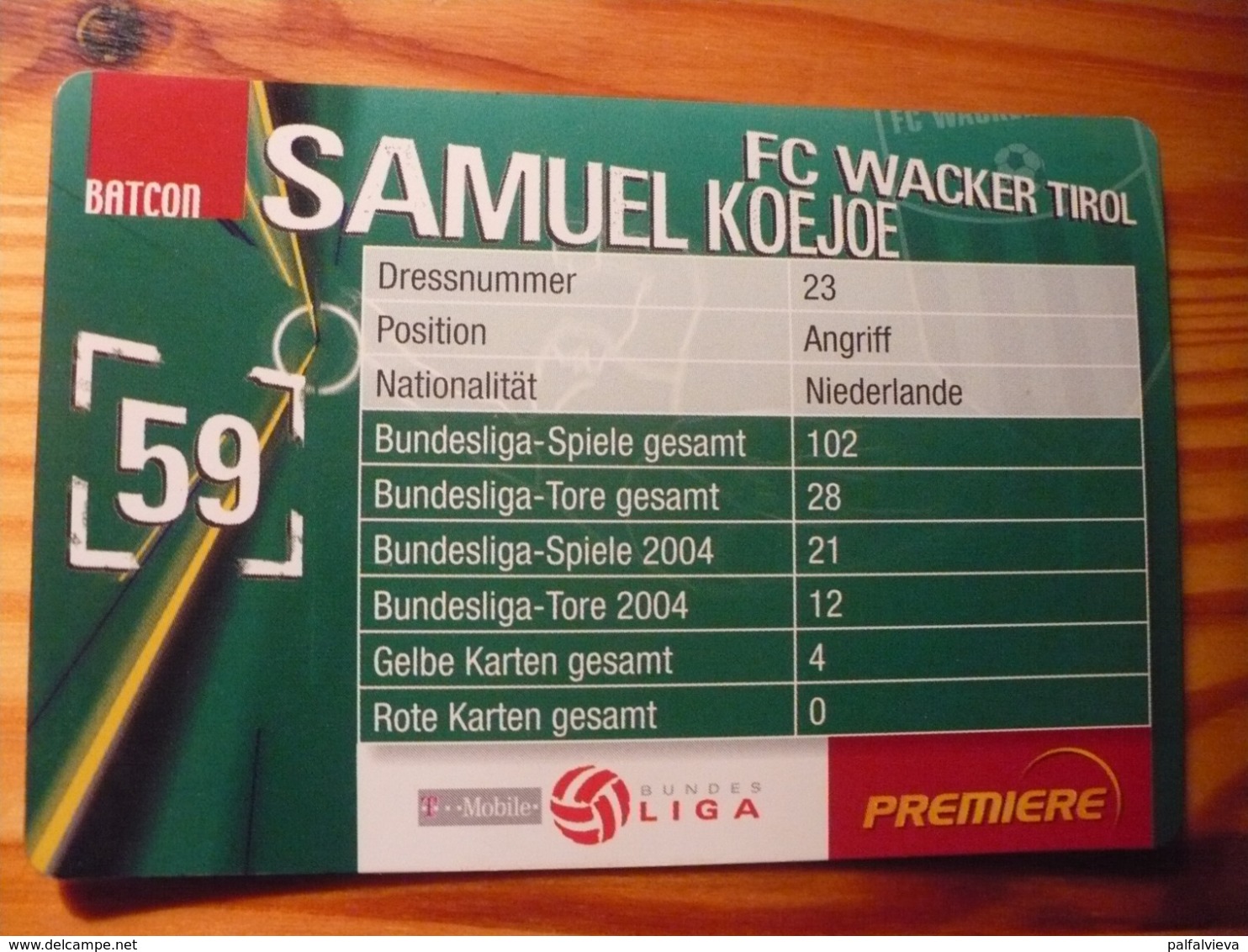 Bundesliga Football Card Germany 59 - Lenticular 3D - Altri & Non Classificati