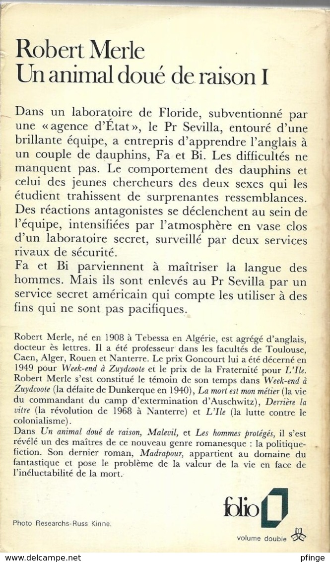 Un Animal Doué De Raison I Par Robert Merle - Folio N°928 - Unclassified