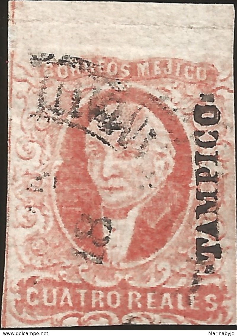 J) 1856 MEXICO, HIDALGO, 4 REALES RED, WITH DISTRICT NAME TAMPICO, MN - Mexico