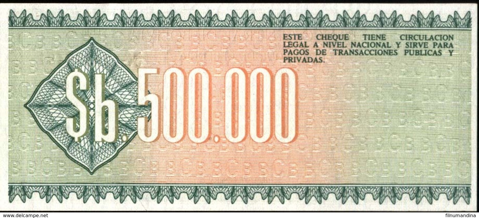 BOLIVIA BONO DE  500.000 PESOS  BOLIVIANOS , AÑO 1984 UNC - Bolivien